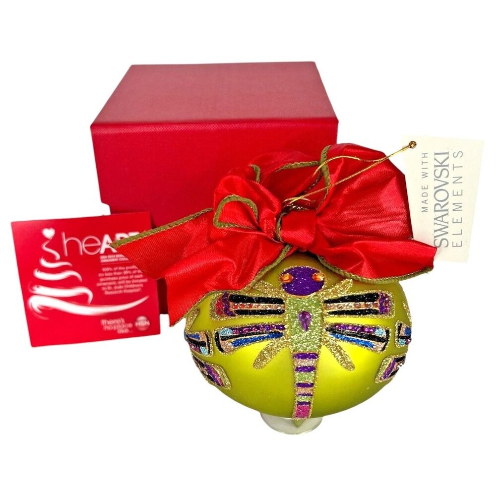 2010 St Jude Swarovski Elements‎ Christmas Ornament Glass Dragonfly Heidi Daus